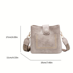 Vintage Simple PU Leather Bucket Crossbody Bags for Women Luxury Designer