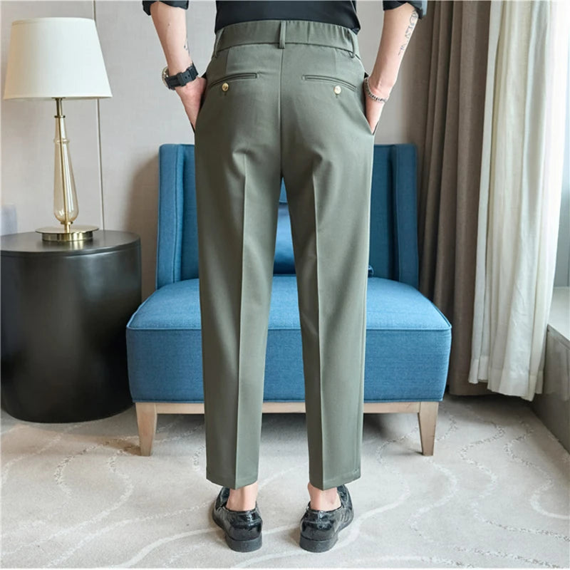 Naples Suit  Elastic Waist Pants Men, Suit Pants White Business Casual