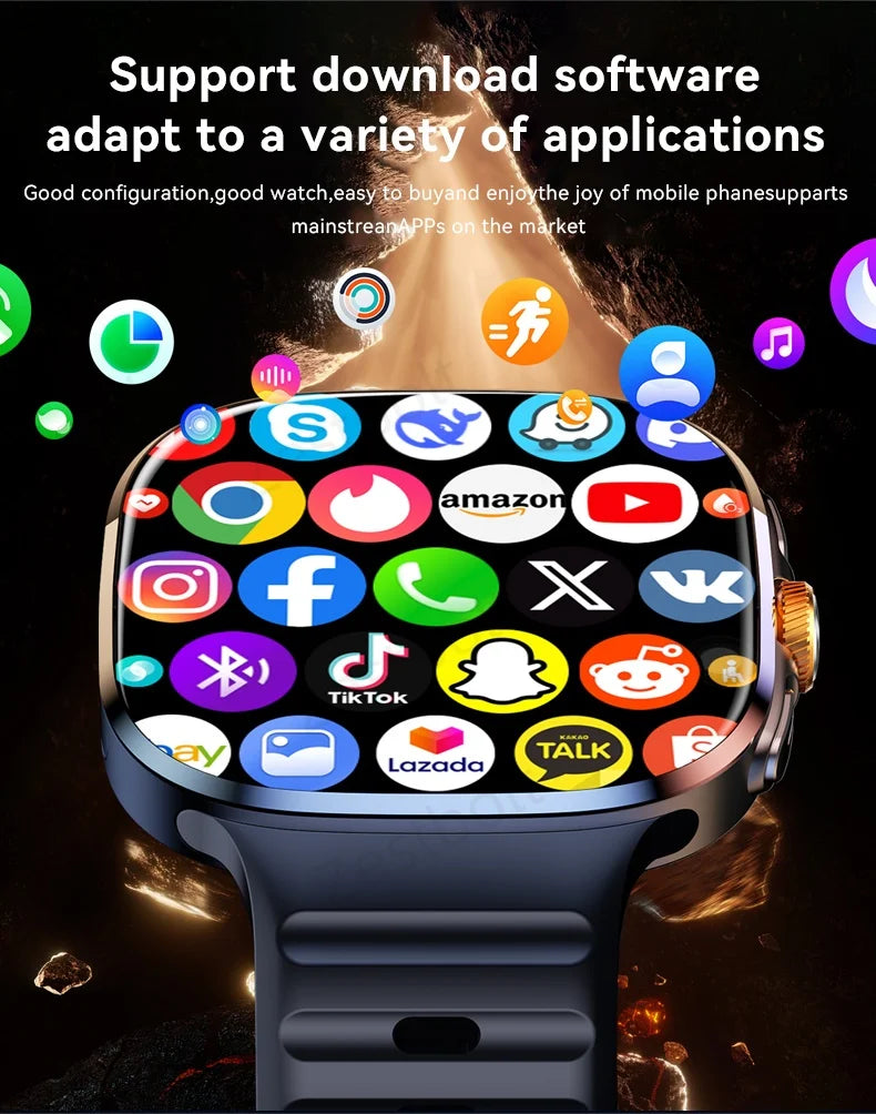 M99 Smartwatch 2.4inch Larger Amoled Screen 12 Panel Menu Smart Watch With 190° Rotating Camera 2100Mah Battery Android 10.0 OS