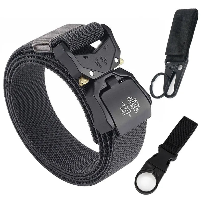 VATLTY 140cm Elastic Belt For Men Aluminum Alloy Quick Release Buckle Strong Nylon Tactical Belt Male Military Accessories
