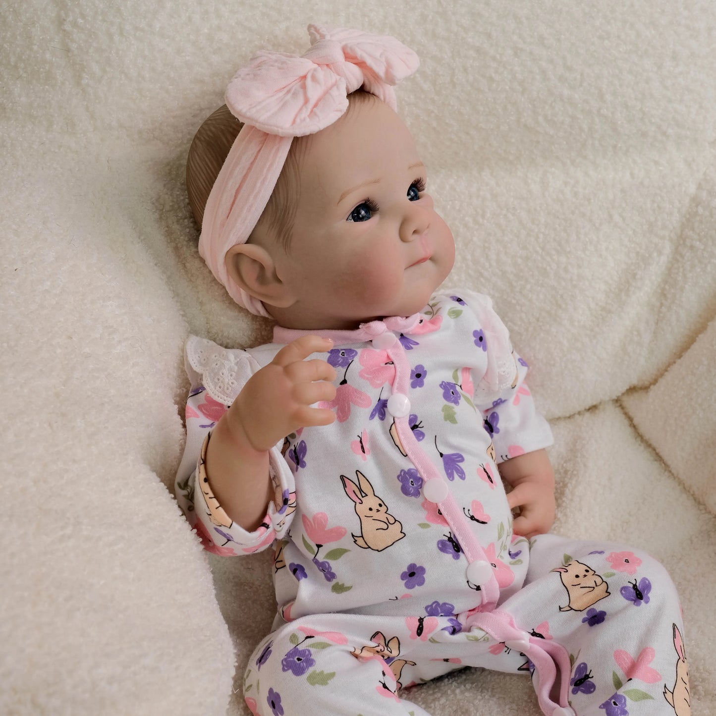 NPK 18inch Bettie Lifelike Full Body Reborn Baby Newborn Cuddly Doll with Hand Drawn Hair Multiple Layers Painting 3D Skin