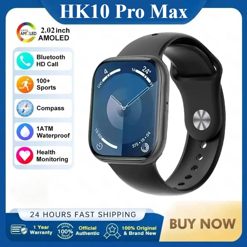 HK10 Pro Max  AMOLED Smart Watch Men WiFi Bluetooth Call ChatGPT Compass G-Sensor Photo Album Sport Smartwatch for Android IOS