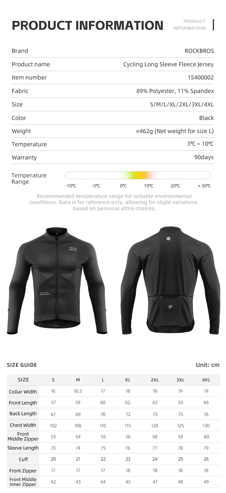 ROCKBROS Bicycle Jersey Fall/Winter Fleece Cycling Clothing Thermal Long Sleeve Cycling Clothing Warmer Windproof Sportswear