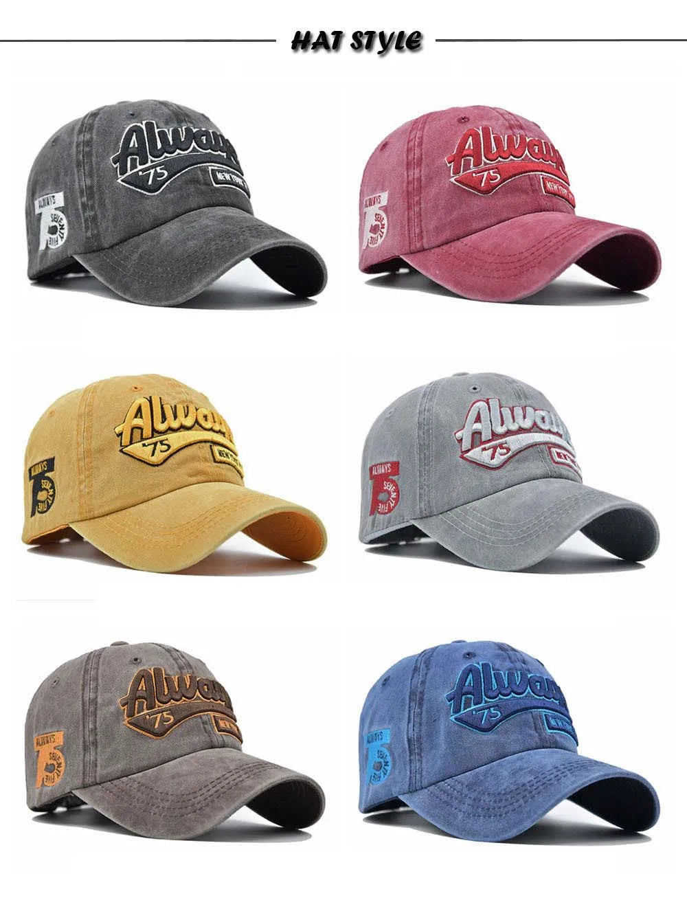 Embroidered Baseball Cap For Women Men New Spring Summer Solid Sunhat Retro Washable Sport Snapback Caps Hip Hop Fishing Hat