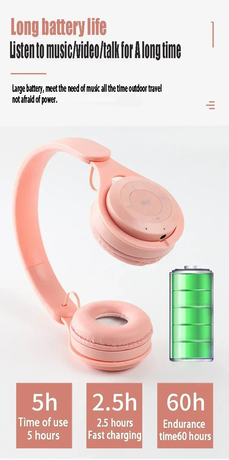 Macarone Wireless Bluetooth Headphones With Microphone Sound Insulation Gaming Earphone Hifi Bass Earbuds Blutooth5.3 Hedset