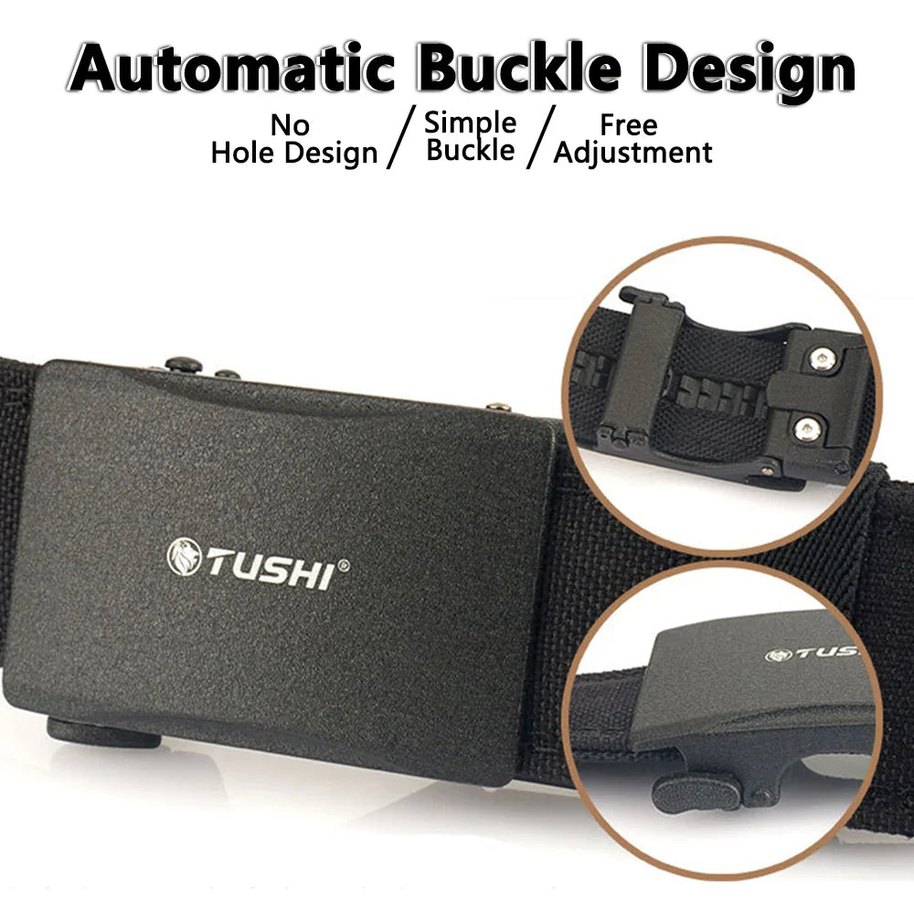 TUSHI New Stiff Tactical Belt for Men Metal Automatic Buckle Military Police Duty Belt 1100D Nylon Gun Belt Casual Girdle Male