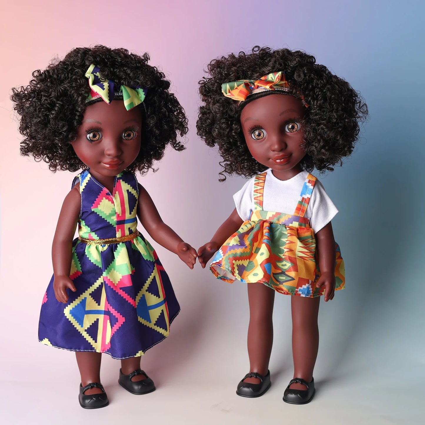 One Piece 14 Inch American African Black Doll with Curly Hair - Perfect Gift for Girls on Birthday - Full Set Included