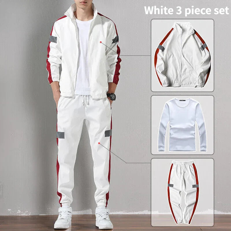 Sports Suit Men's Spring and Autumn Casual Running Sportswear Cardigan Casual Sweater Three-piece Suit