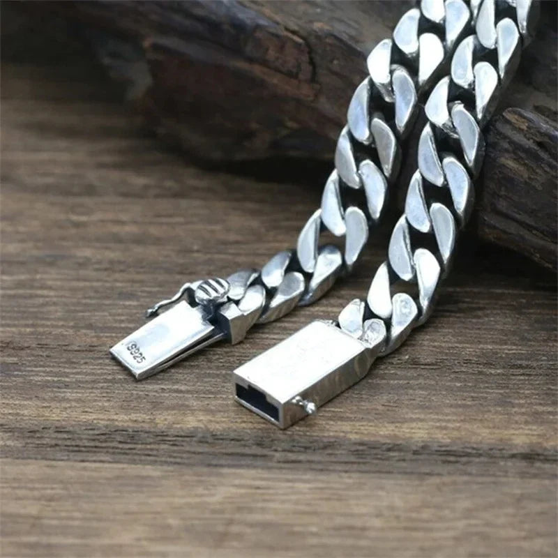 100% S925 Sterling Silver Necklace Bracelet Punk S925 Silver Jewelry Never Fade Carry certificate Men Women Jewelry Gifts