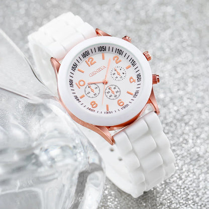2/3PCS Women Watches Fashion Arabic Dial Silicone Band Quartz Watch Set（Without Box）