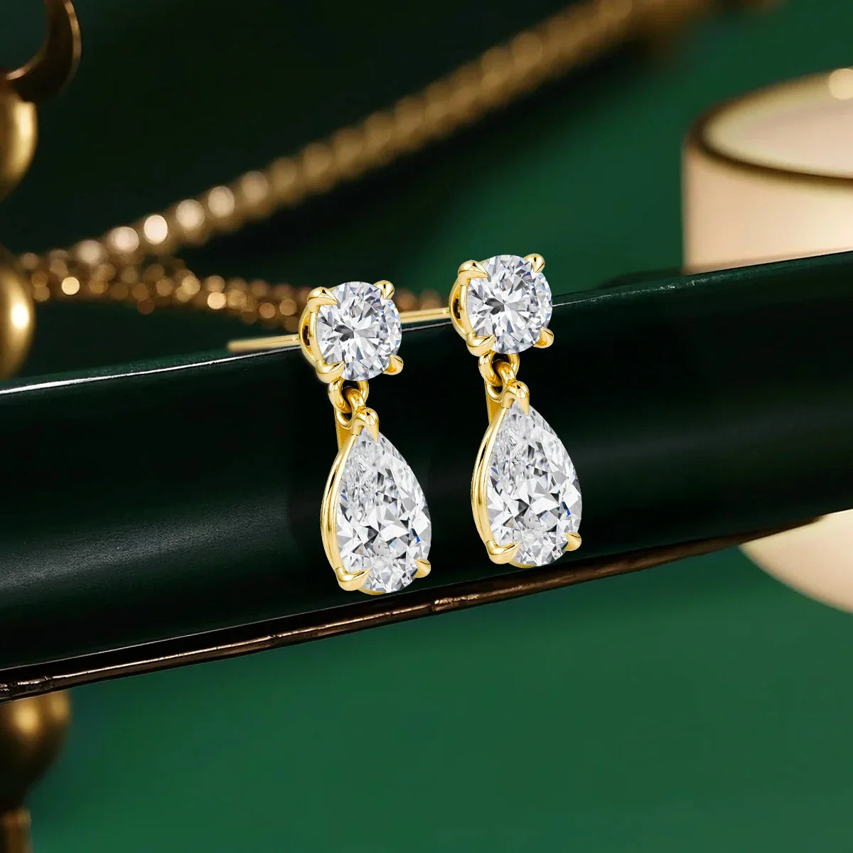 Waterdrop Full Moissanite Diamond Drop Earrings D VVS1 18k Gold Plated Pear Cut Earrings 925 Silver for Women Sparkling Jewelry