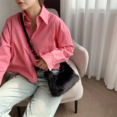 Ladies Shoulder Bags Soft Plush Female Evening Clutch Purse Handbags