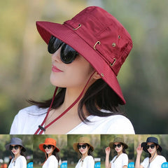 Unisex Summer Sunscreen Wide Brim Bucket Hats Women UV Protection Waterproof