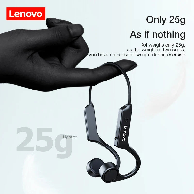 Lenovo X4 Bone Conduction Bluetooth Headphone Sports Earphone Waterproof Wireless Headset with Mic Ear-hook TWS Bass Hifi Stereo