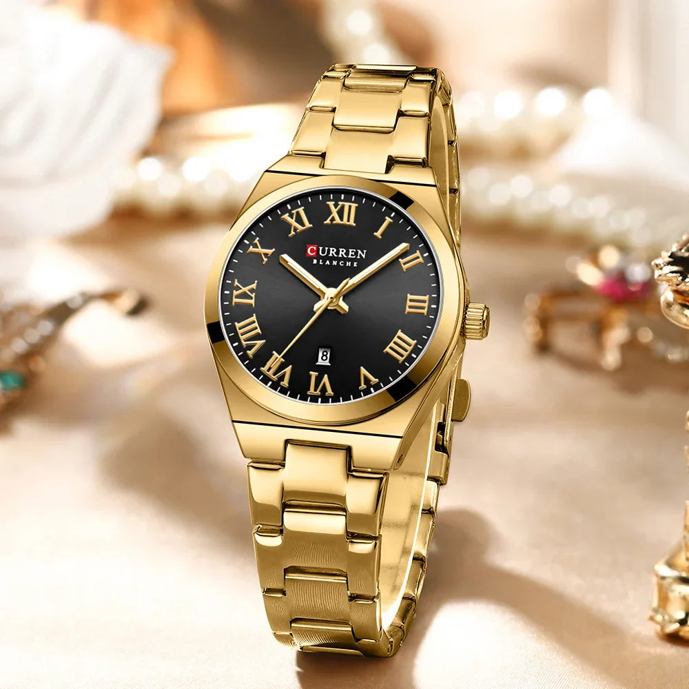 CURREN Women Watches Fashion Gold Stainless Stain Steel Ladies Watch Waterproof Quarzt Wristwatch Romatic Girlfriend Gift