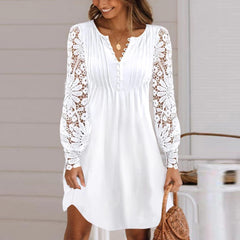 XXL 3XL Plus Size Lace Lady Long Sleeved Dress Women Clothing Spring Winter Large