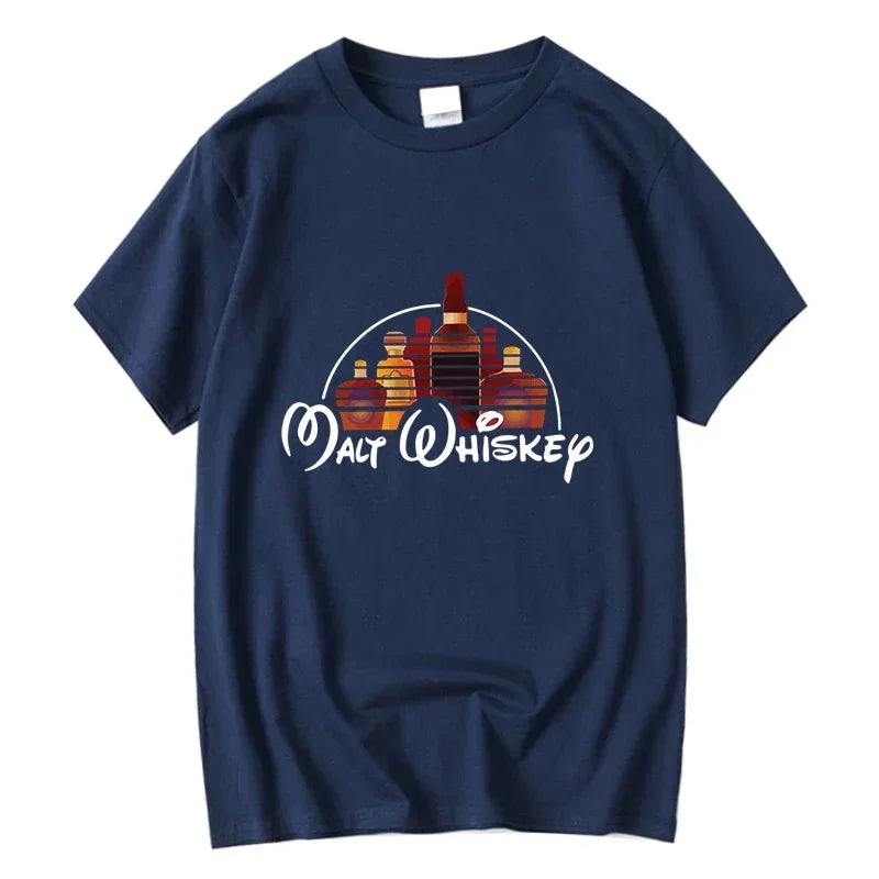 Summer Men's T-shirt 100% Cotton Funny Malt Whiskey Print Summer Loose O-neck Cool T Shirt for Men Short Sleeve T-shirt Male Tee