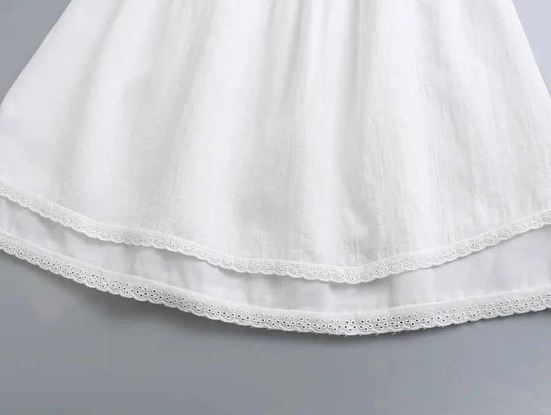 2022 Sexy White Spliced Embroidery Lace Bra Corset style Mini Dress Women Backless Party Skater Short Sling Robe Holiday
