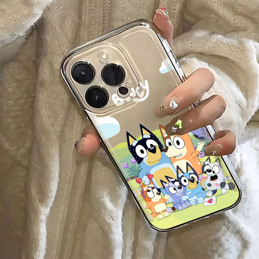 Cartoon B-Blueys Phone Case For iPhone 16 15 14 13 12 11 Mini Pro Max X XR XSMax 7 8 Plus SE20 Transparent Cover