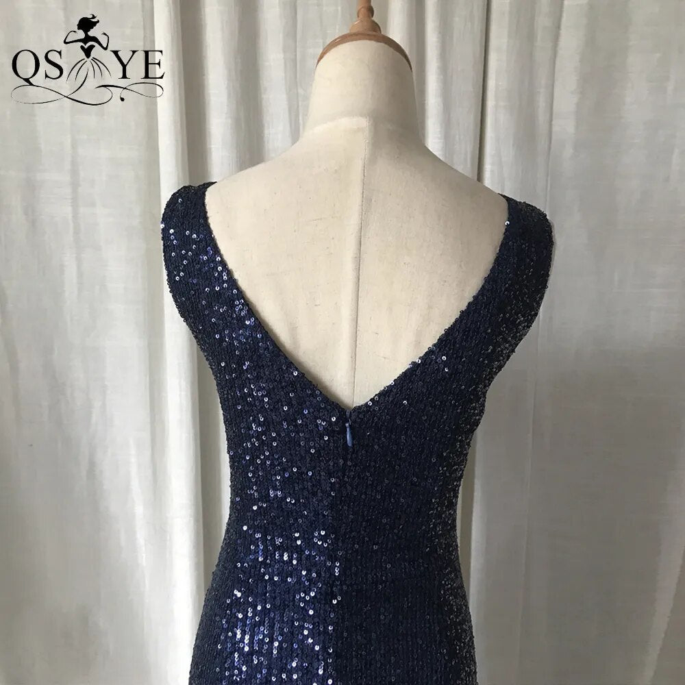 Evening wear Dresses: V Neck Long Mermaid Prom Gown Sleeveless Party Dress