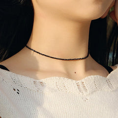 Fashion Brand Simple Black Beads Short Necklace Female Jewelry Women Choker