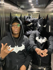 Y2K zip up hoodie Gothic Embroidery Bat anime hoodie Hip hop Men women oversized