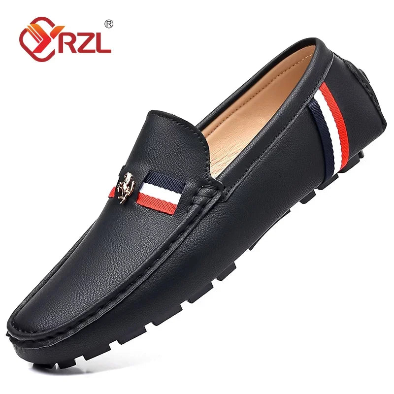 YRZL Loafers Men Casual PU Leather Loafers Mens Shoes Italian Comfortable Moccasins Luxury Formal Slip on Driving Shoes for Men