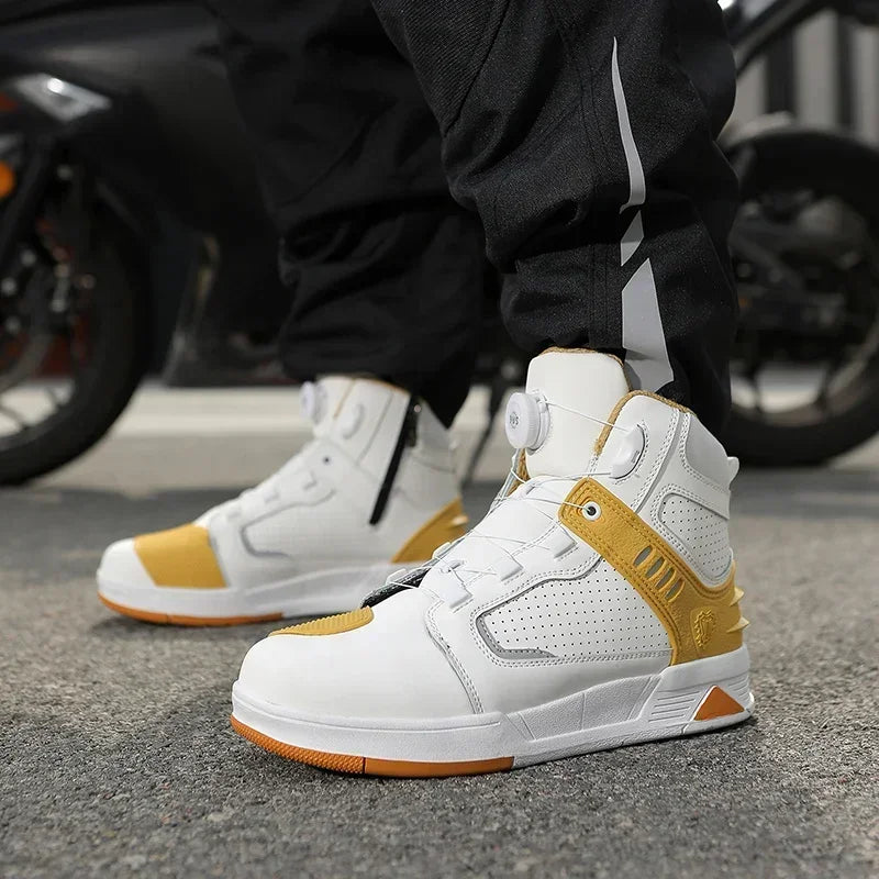 Riding Boots for Men Motorcycle New Leather Collision Avoidance Motos Shoes Anti Slip Wear-Resistant Motocross Protective Shoes