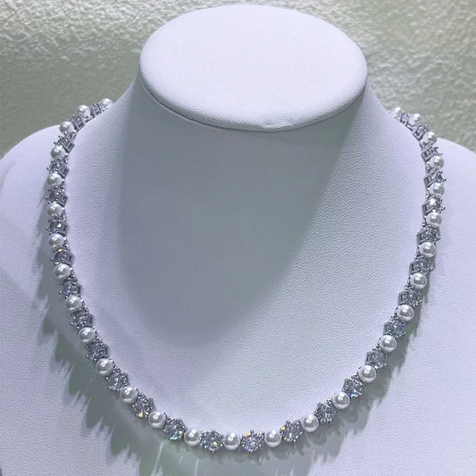 Original New Charms Pearl Necklace Earrings Bracelet Fine Jewelry Women Set Pearl Y Necklace for Women Romantic Gift