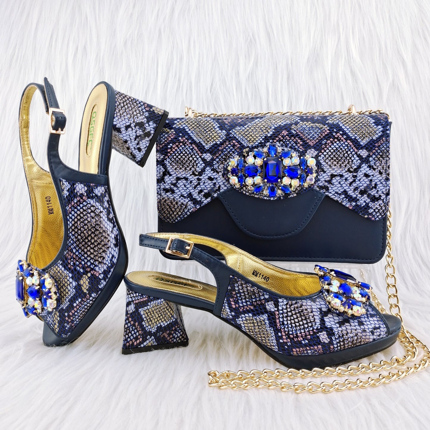 Shoes And Bag Matching Set With gold Women Italian Shoes