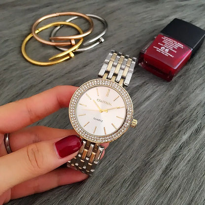 Luxury Rhinestone Watch Top Brand Women Watches Fashion Gold Women's Watches Stainless Steel Ladies Watch Clock Gifts for Women