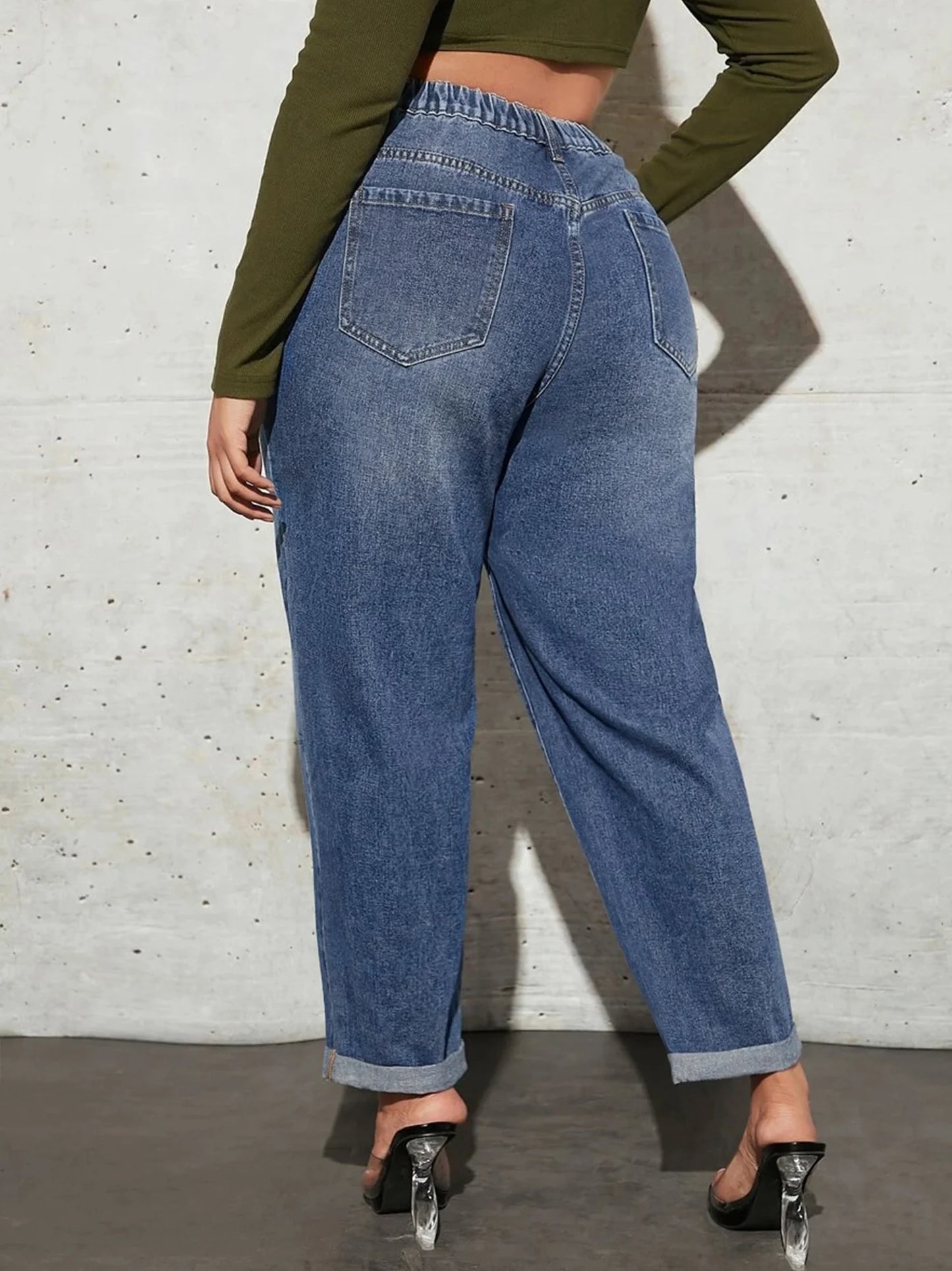 Plus Size Washing Jeans for Women Harem Jeans Stretchy Loose Denim Lady Jeans Pants
