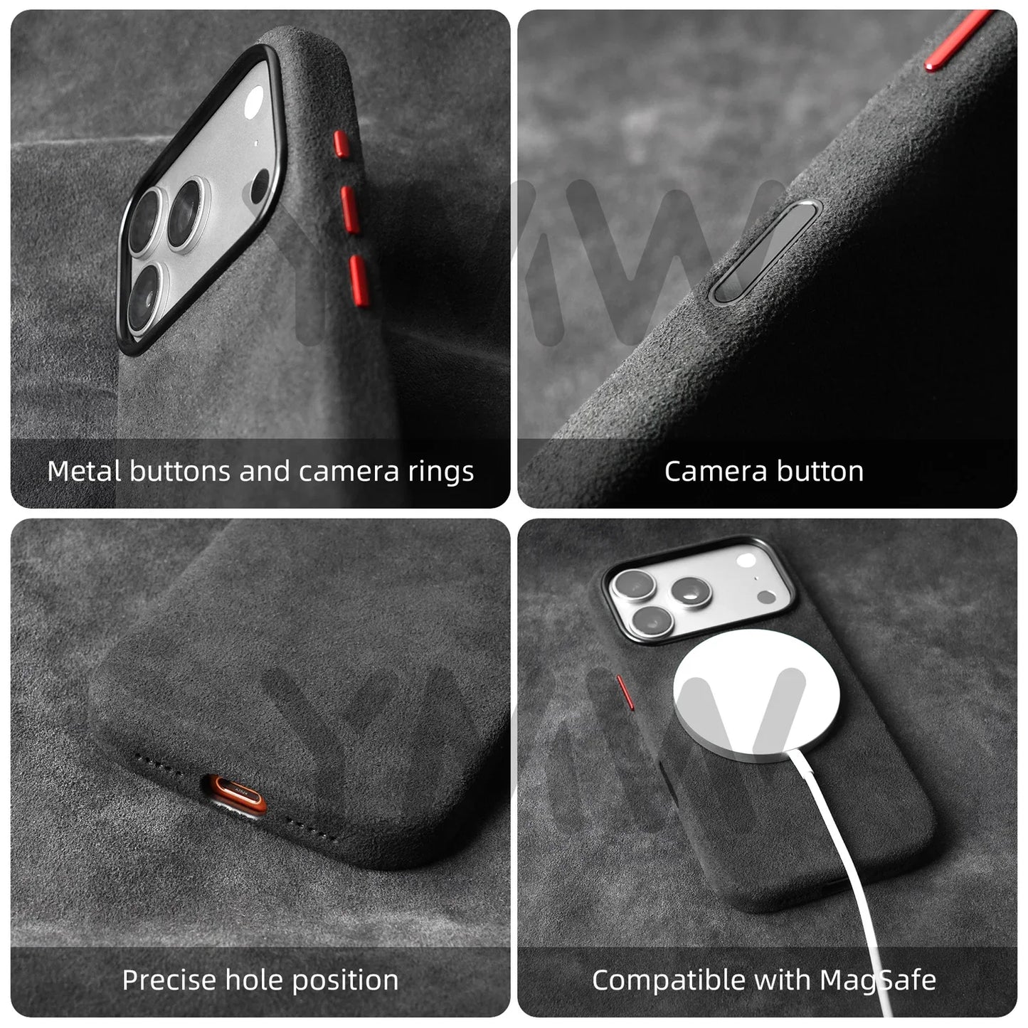Magnetic ALCANTARA Case for iPhone 17 16 Pro Max 15 14 Luxury Suede Leather Supercar Phone Cases Camera Button Cover