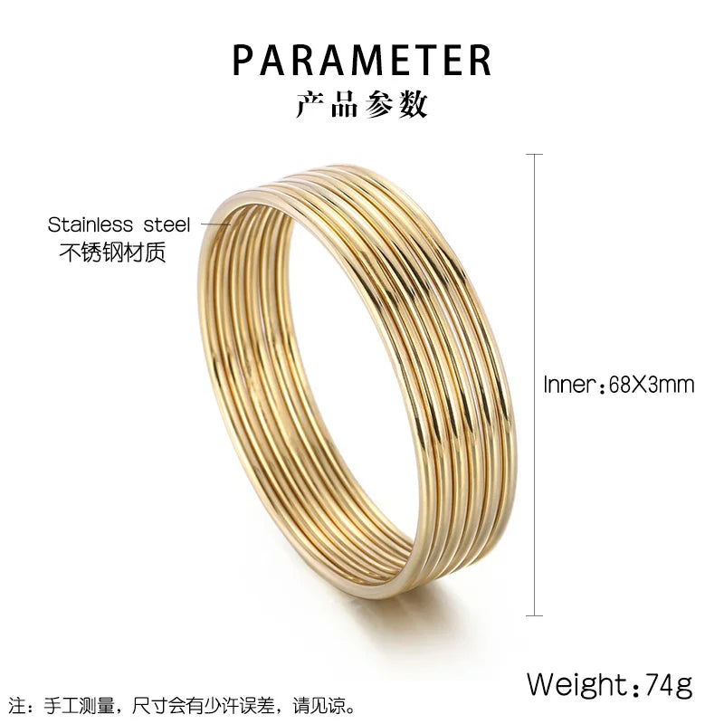 Simple Stainless Steel Bracelet For Women Men Gold Silver Color Geometry Wire Round Bangle Female Trendy Jewelry Wristband Gifts