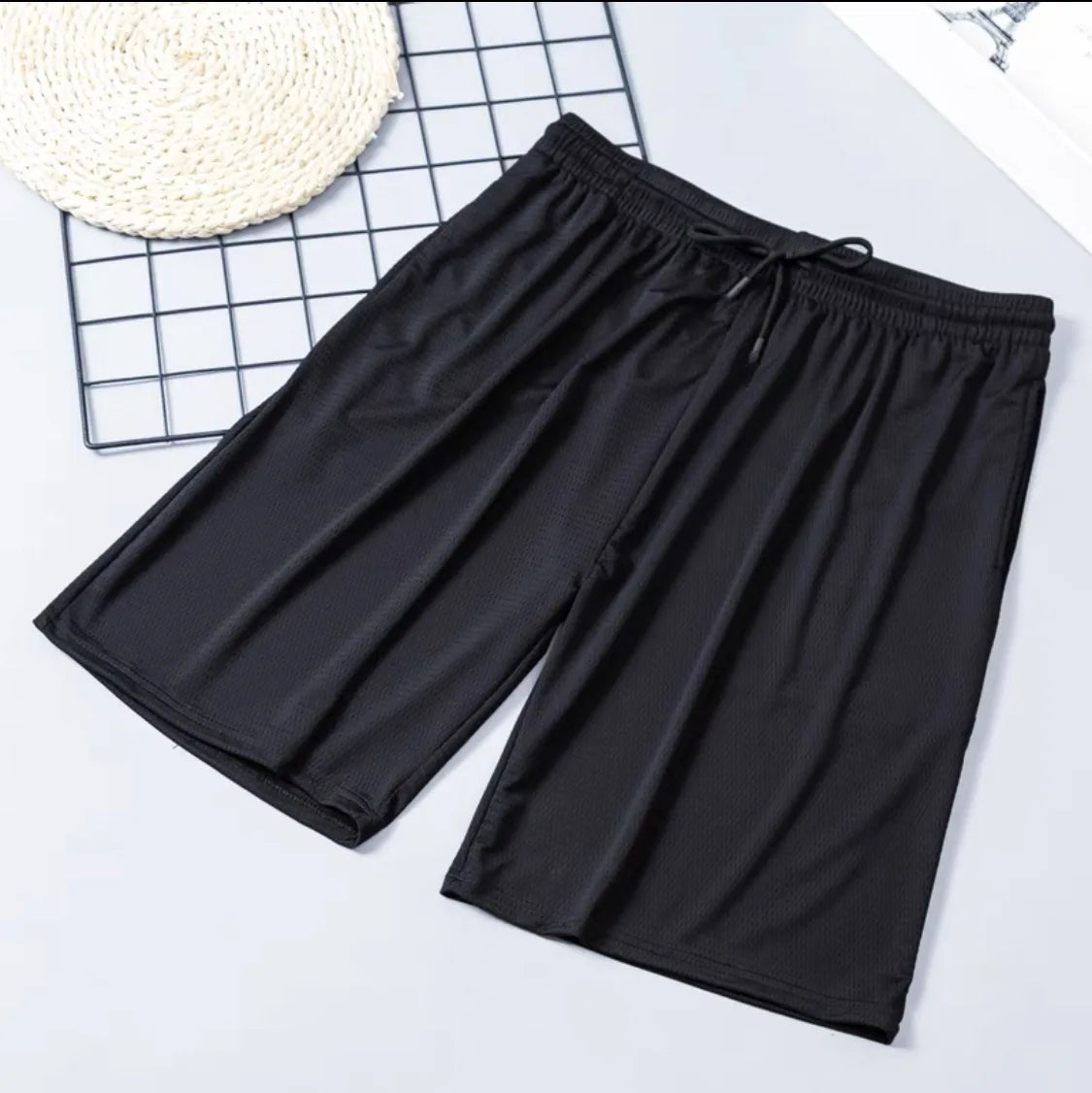 2024 New Men's Sports Shorts Fast Slow Run Breathable Quick-Dry Mesh Shorts Gym Fitnesssolid Color Polyester Casualwear
