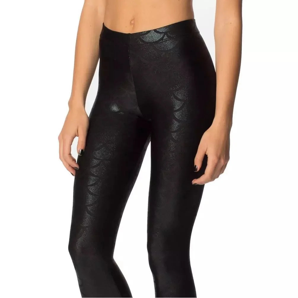 Fashion Shining Mermaid Fish Scale Leggings Women Silky Sparkling Simulated Leather