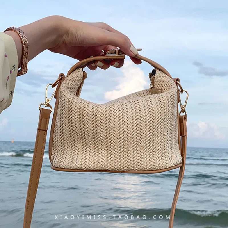 Straw Crossbody Bag For Women Fashion Small Knitting Tote Bag Bohemian