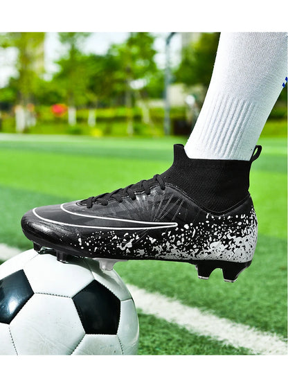 Men Soccer Shoes TF/FG High Ankle Training Cleats Professional Football Boots