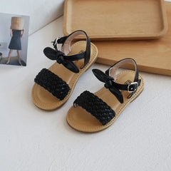 Girl Sandals Bowtie Braided Soft 21-30 Inafnt Children Sliders Bohemia Style Classic