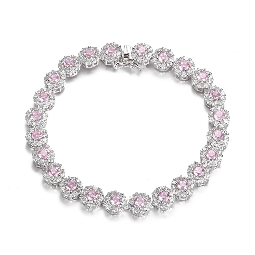 Shining Tennis Bracelet for Women S925 Silver Plated Cubic Zirconia Crystal Bangle Elegant Exquisite Jewelry Wedding Gift FCGJHW