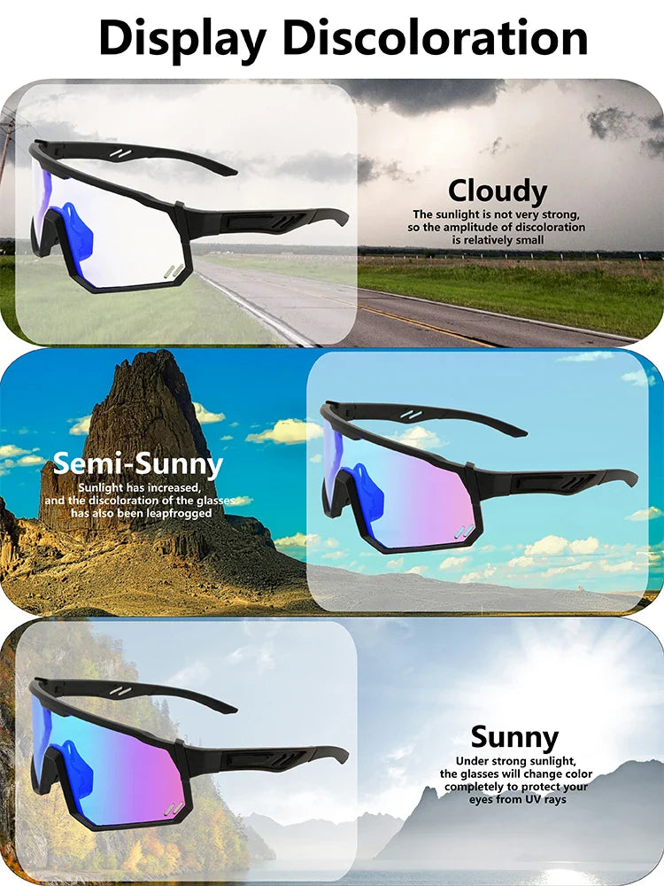 Photochromic Cycling Glasses Men Mountain Bike Sunglasses Women Clear MTB Sports Goggles Bicycle Triathlon Running Baseball