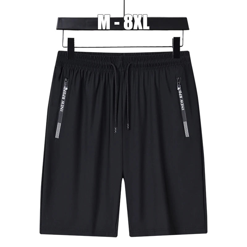 Summer Shorts Gym Fitness Men Plus Size Casual Shorts 6XL 7XL 8XL Big Size Shorts Men Ice Silk Stretchy Beach Shorts Breathable