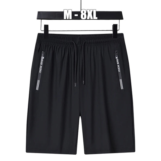 Summer Shorts Gym Fitness Men Plus Size Casual Shorts 6XL 7XL 8XL Big Size Shorts Men Ice Silk Stretchy Beach Shorts Breathable