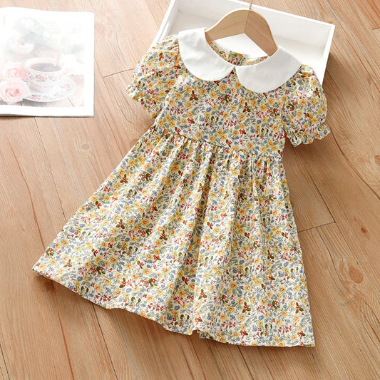 Little maven Baby Girls Floral Dress Summer Pretty Short Sleeves Frocks