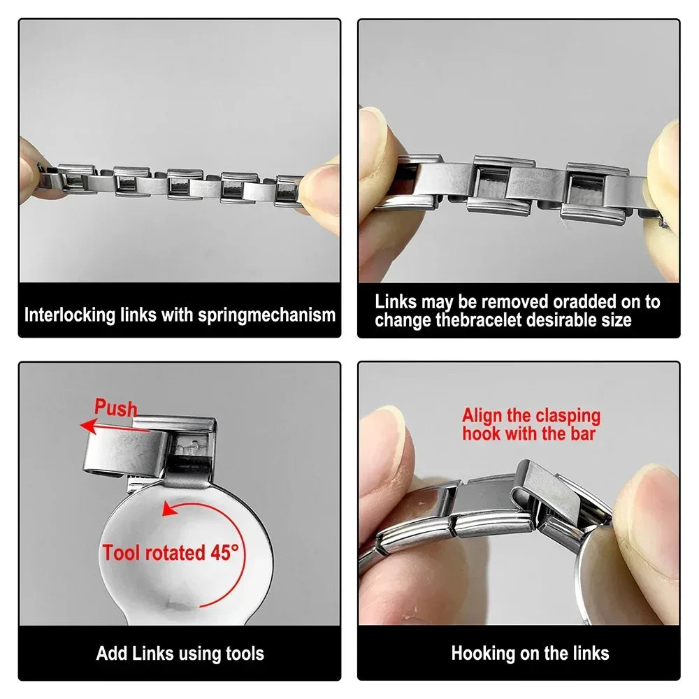 Italian Charm Link for Women Men 9mm Width Silver Gold Color Chain Stainless Steel Bracelet on Hand DIY Making Jewelry Wholesale