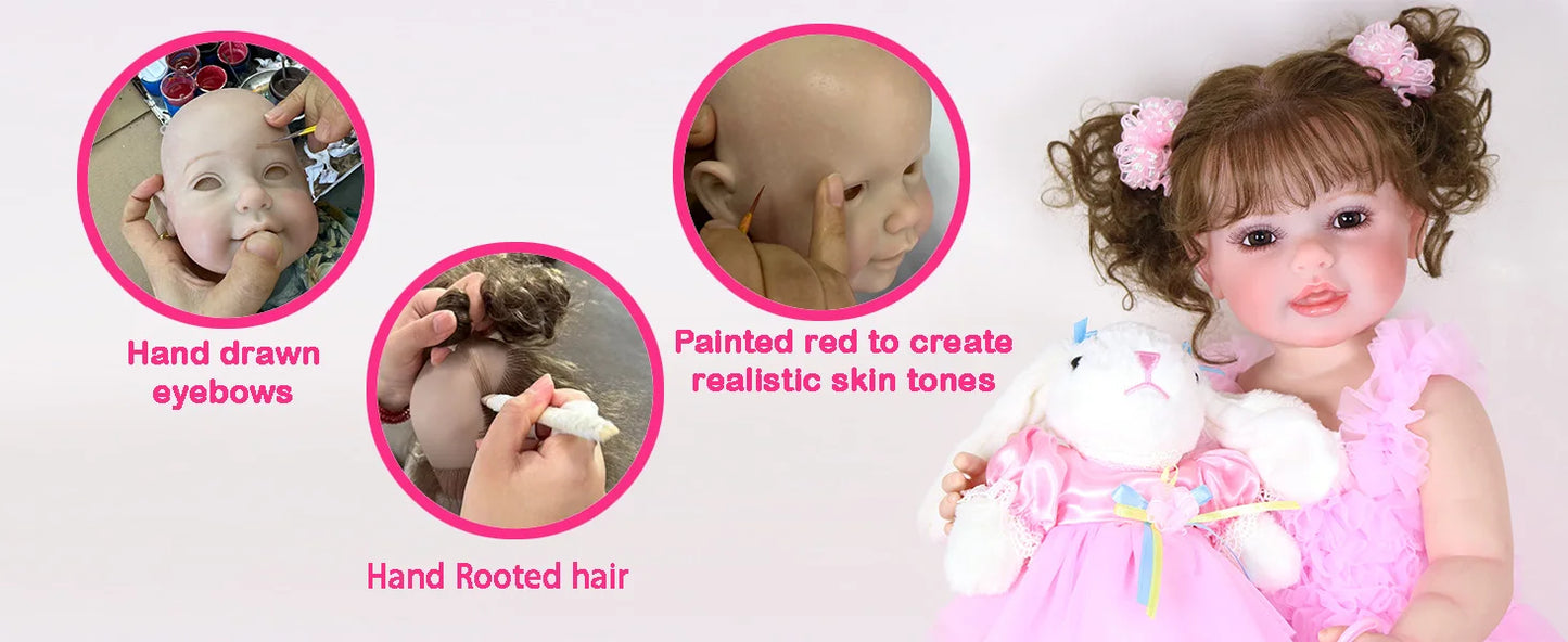 Happy Dance Reborn Toddler Doll – 22-Inch Lifelike Companion with Plush Bunny