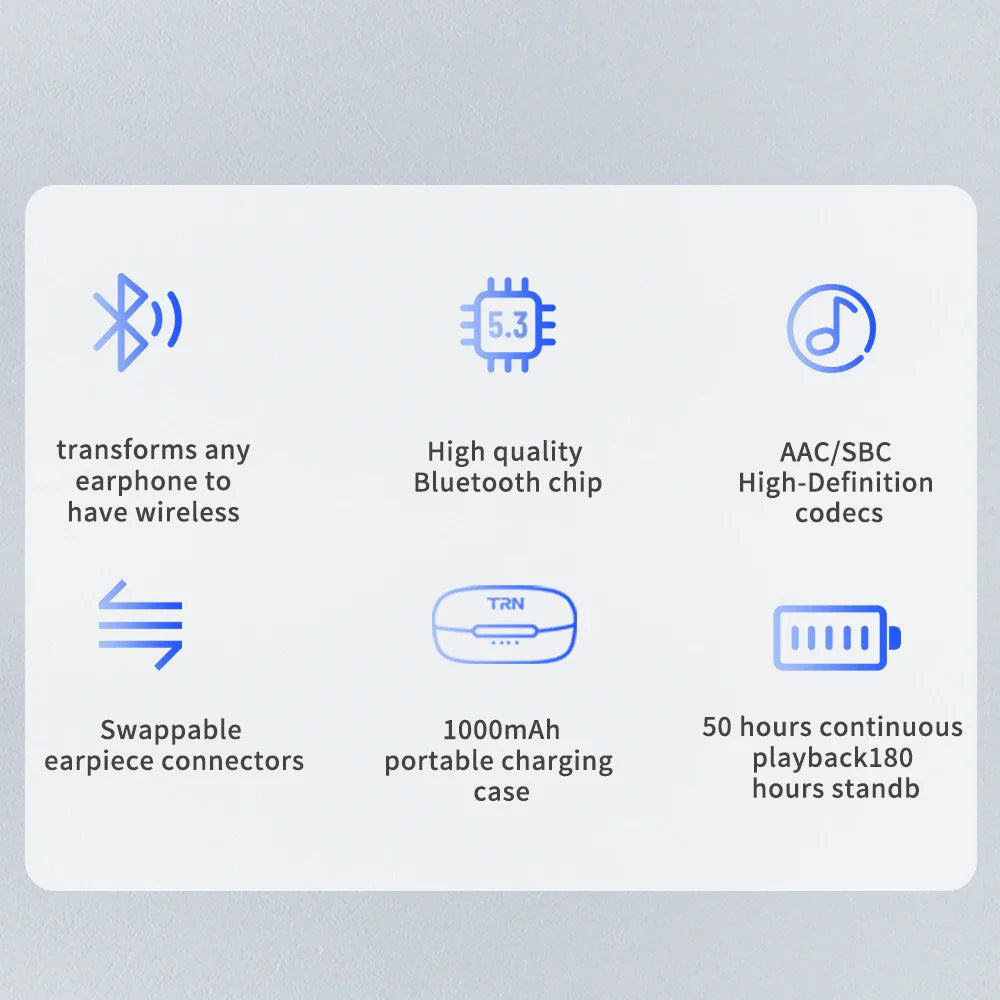 TRN BT20 PRO Wireless Bluetooth 5.3 HIFI Earphones Module Upgrade Cable Replaceable For air pods Conch 0.75 0.78 mmcx 2pinsqdc