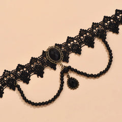 Gothic Lace Choker for Women Black Crystal Pendant Charm Choker Necklaces