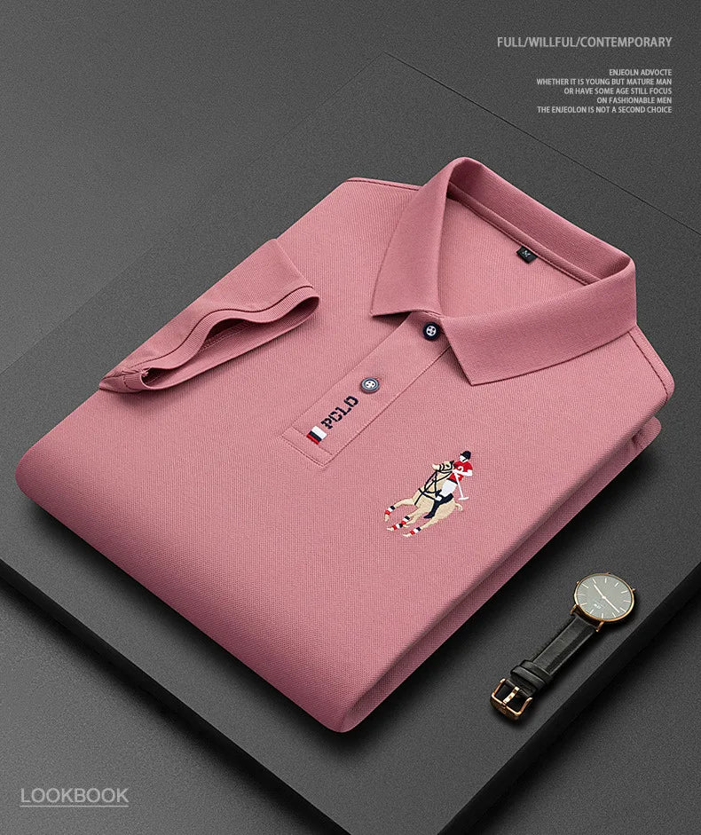 Brand Embroidered Men's Pure Cotton Popsicle Cotton Short Sleeved Polo Shirt Summer New Business Casual Breathable Men's Top 4xl