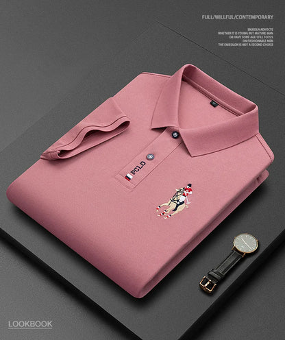 Brand Embroidered Men's Pure Cotton Popsicle Cotton Short Sleeved Polo Shirt Summer New Business Casual Breathable Men's Top 4xl